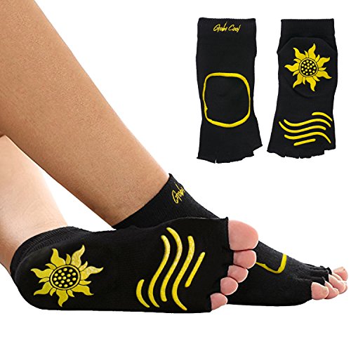 Deal of The Month 50% OFF. Multi purpose toeless grip socks by Gobi Cool.  Use for Yoga, Pilates, Dance, Barre, Mixed Martial Arts. 2 Sizes s/m 3-6 &  m/l 7-10. s?
